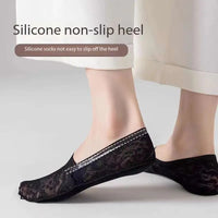 5 Pairs Of Fashionable Women's Summer Non Slip Invisible Ankle Socks Wth Lace Flower Style Socks