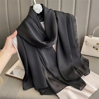 Foulard Silk Scarf Shawls Lady Bufanda Elegant Solid Scarves Women Sping Pashmina Hijab Wraps Female Beach Stoles 2024 Luxury