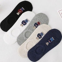 Socks Women's Shallow Mouth Korean Cute Little Bear Socks Cartoon Shallow Mouth Socks Summer Thin Anime Boat Socks