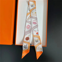 New luxury 5*85cm Slender Model Temperament Small Scarf Long Silk Scarf Hair Band Women's All-Match Double-Sided Streamer