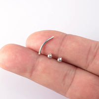 1PC 925 Sterling Silver Curved Barbell Tongue Rings Women 16G Lip Ring Eyebrow Nipple Rook Piercing Jewelry Cartilage Earrings