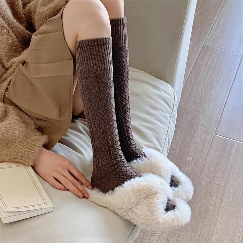 Retro Women Stockings High Quality Japanese Style New Solid Color Knee High Socks For Women Korean Style Warm Casual Long Socks