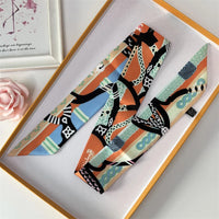 2022 Luxury Silk Scarf Slim Hair Accessories Fashion Bag Handle Ribbon Ladies Horse Print Headband Belt Ladies Fall New 60SKU