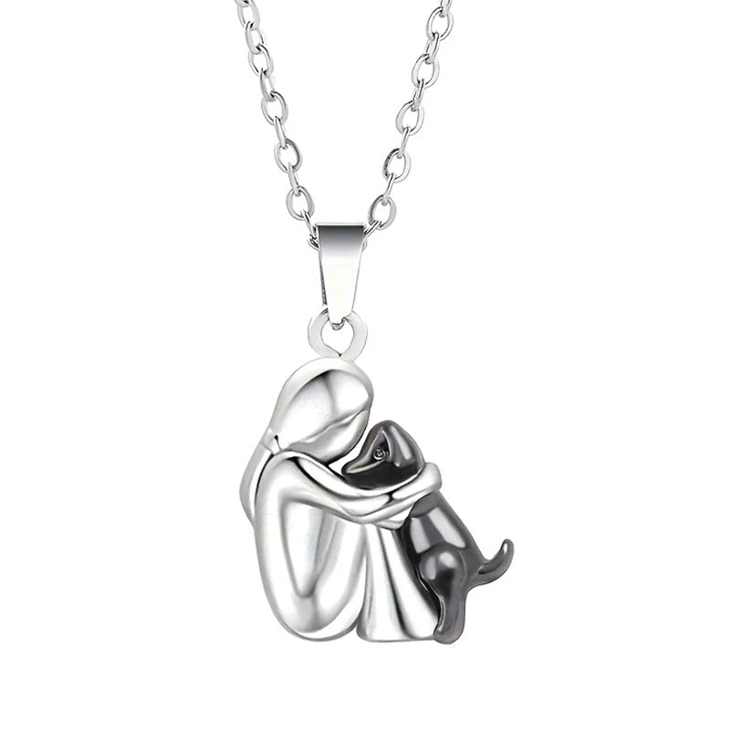 Fashion Women and Dog Necklace Cute Little Girl Puppy Pendants Necklaces Animal Pet Jewelry