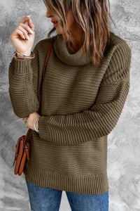 Sage Green Cozy Long Sleeves Turtleneck Sweater