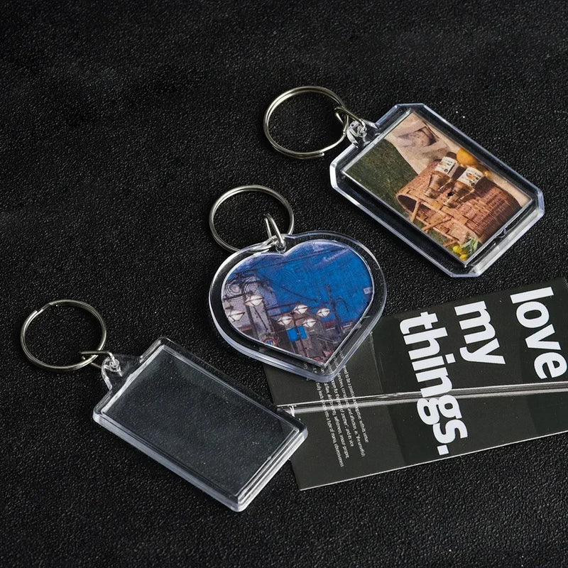 1/10pcs Transparent Photo Frame Keychain Tassels Snap-In Custom Insert Photo Acrylic Blank Keyring Clear Blank Picture Pendant