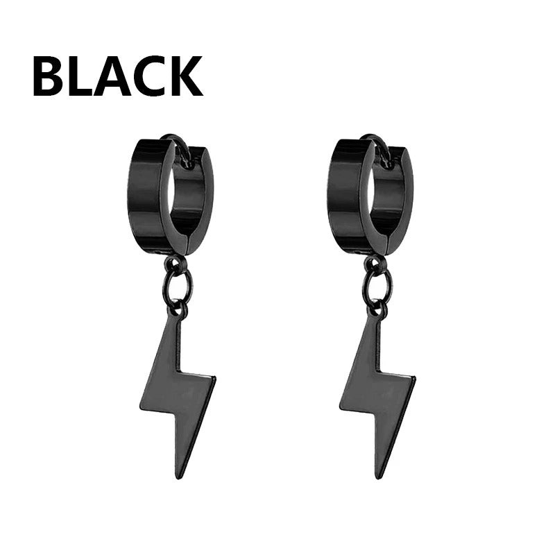 1 Pairs Punk Stainless Steel Stud Earrings Black Earrings Set For Men Women Vintage Hip Hop Piercing Ear Jewelry Accessories