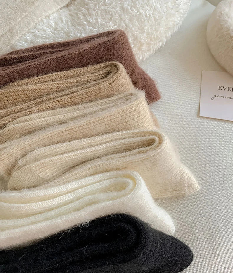 Women Wool Socks Warm Winter Thick Cashmere Fuzzy Casual Solid Color Comfortable Home Sock Soft Long Thermal High Quality