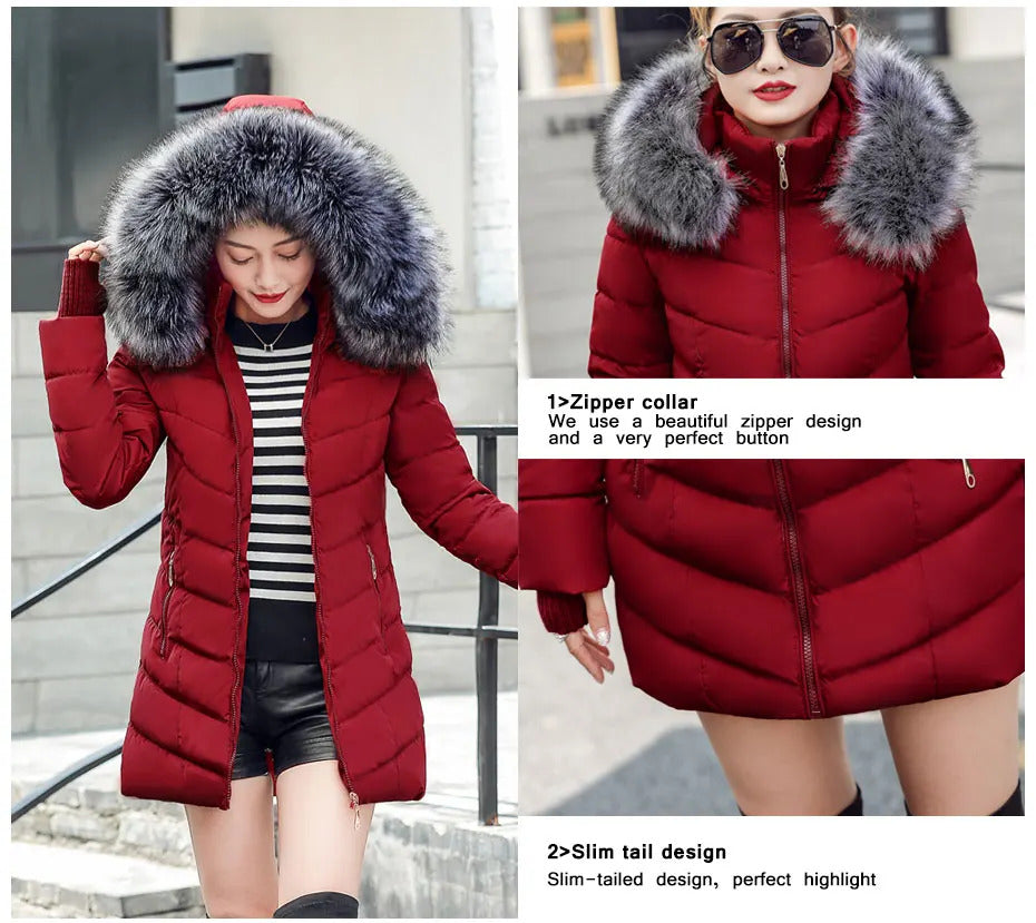 2024 New Arrival Fashion Slim Women Winter Jacket Cotton Padded Warm Thicken Ladies Coat Long Coats Parka Womens Jackets