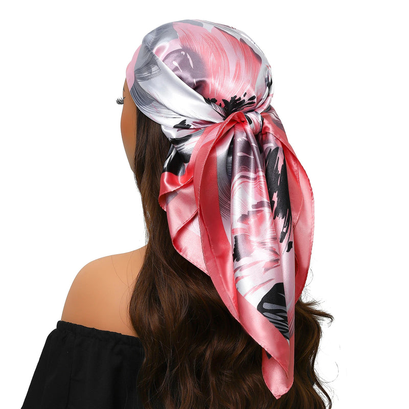 90*90cm Silk Scarf Women Print Hair Neck Square Office Ladies Shawl Bandanna Muslim Hijab Handkerchief Muffler Foulard female