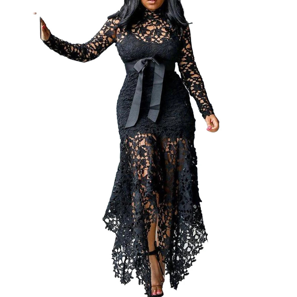 Affordable Brand New Dress Lace Women Dress Bodycon Evening Party Ladies Maxi Dresses Long Sleeve Plus Size For Women