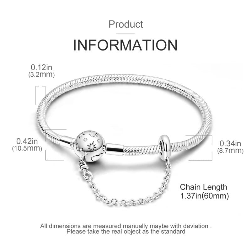 2024Hot Sale Heart Zircon Snake Chain Charm Beads Bracelet Women 925 Silver Original Pendant Bead DIY Jewelry Fine Festival Gift