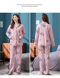 100% Cotton Long Sleeve Cardigan Pajama Set For Middle-aged Elderly Women Autumn Outer Wear Homewear