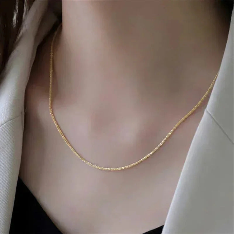 Popular Sparkling Necklace for Women Silver Colour Clavicle Chain Choker Fashion Jewelry Wedding Party Birthday Gift