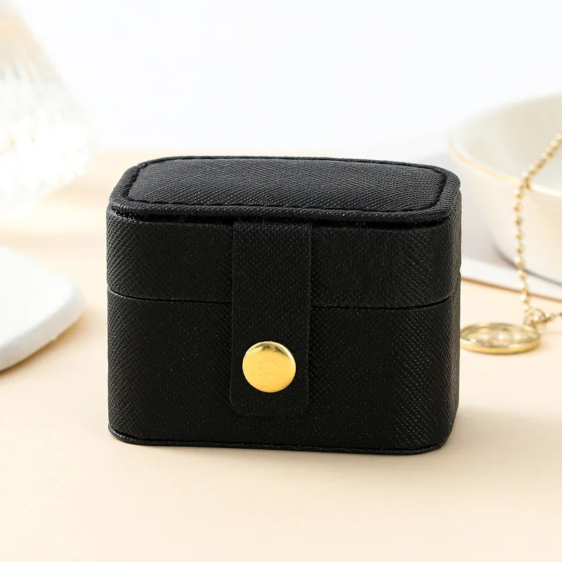 Mini Portable Small Jewelry Storage Bag Travel Simple Leather Ring Necklace Earrings Storage Box Organizer Display Gift Box