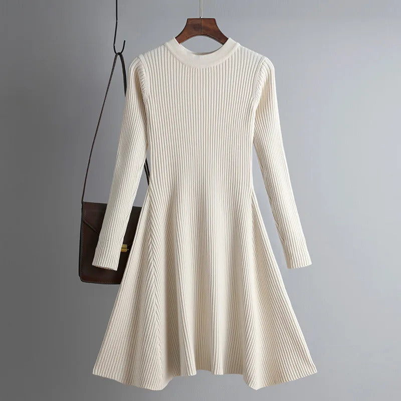 HLBCBG basic autumn winter short aline thick sweater dress elegant knit dress women slim mini dress Female chic knit sexy dress