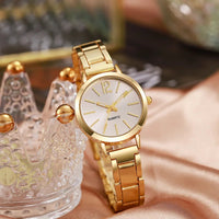 2pcs Set Watch Luxury Women Simple Dial Hollow Strap Fashion Gold Bracelet Quartz Wristwatch Student Ladies Watches Reloj Mujer