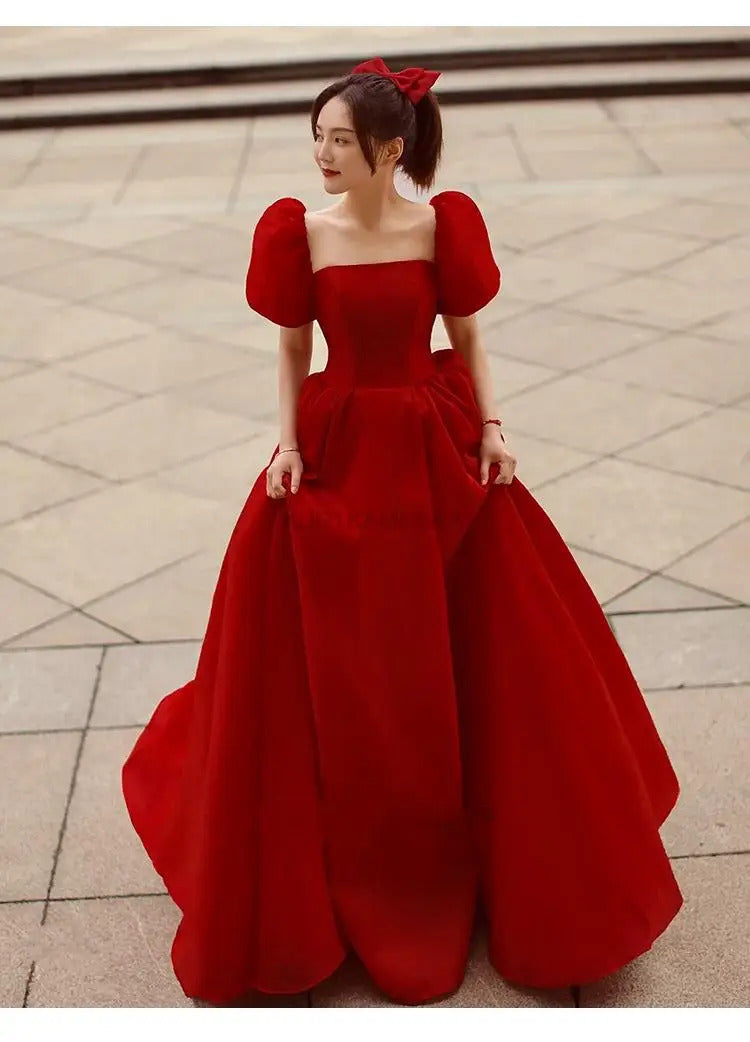 Evening Prom Dresses for Women Square Collar Puff Sleeve Organza Casual Summer Dress 2023 Elegant Formal Birthday Party vestidos