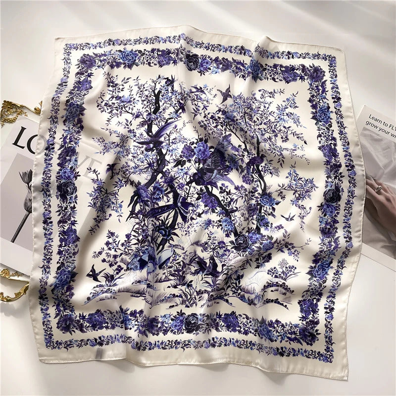 Print 70cm Silk Satin Headkerchief Women Luxury Design Neck Tie Scarf Female Hair Hand Wrist Foulard Shawl Hijab Bandana