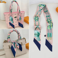 Korean Spring New Chain Buckle Decoration Ribbon Small Scarf Women Twill Tied Bag Handle Ribbon Hair Band Souvenir Small Scarf