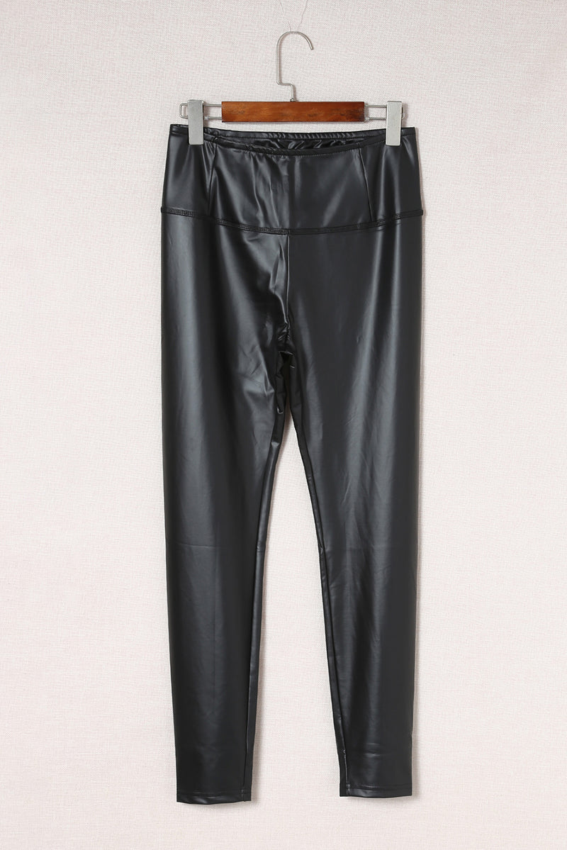 Black Faux Leather High Waist Leggings