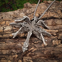 Classic Retro Angel Wings Cross Pendant Necklace Men Women Fashion Punk Adventure Travel Lucky Amulet Accessories Gift