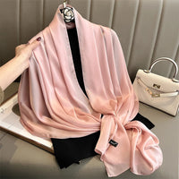 Foulard Silk Scarf Shawls Lady Bufanda Elegant Solid Scarves Women Sping Pashmina Hijab Wraps Female Beach Stoles 2024 Luxury