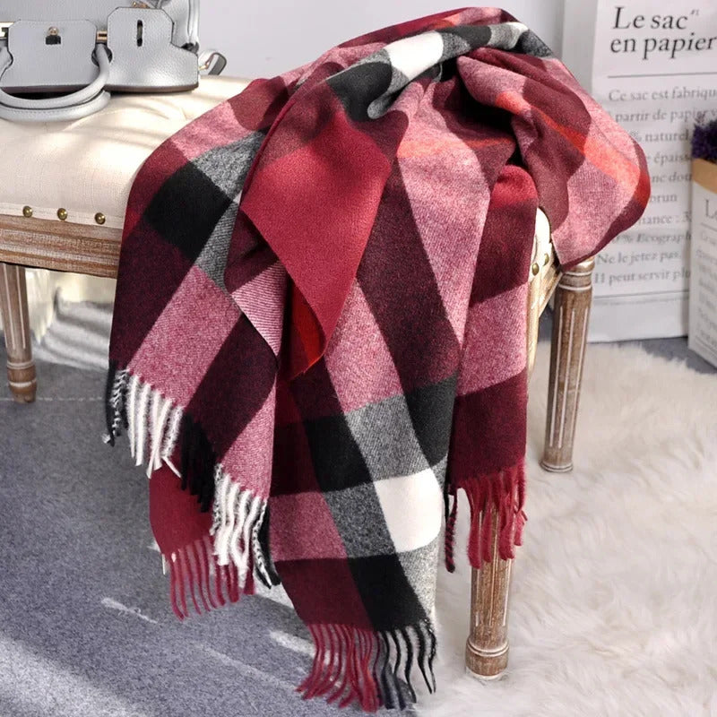 Checkered Scarf Classic British Cashmere for Autumn and Winter Thickened and Warm Versatile and Versatile Scarf Large Shawl