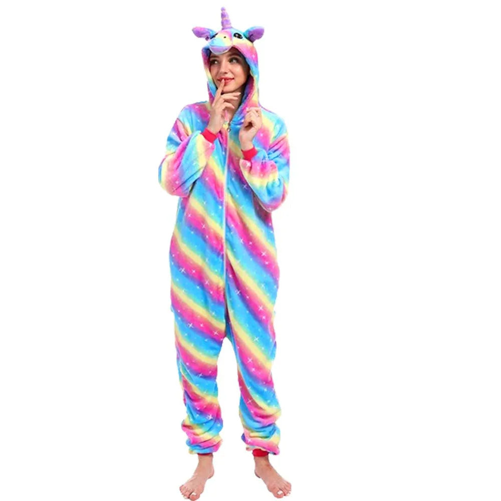 Kigurumi Fox Deer Onesies Cartoon Pajamas For Adults Women Men Animal Pyjamas Homewear Halloween Christmas Cosplay Party Costume