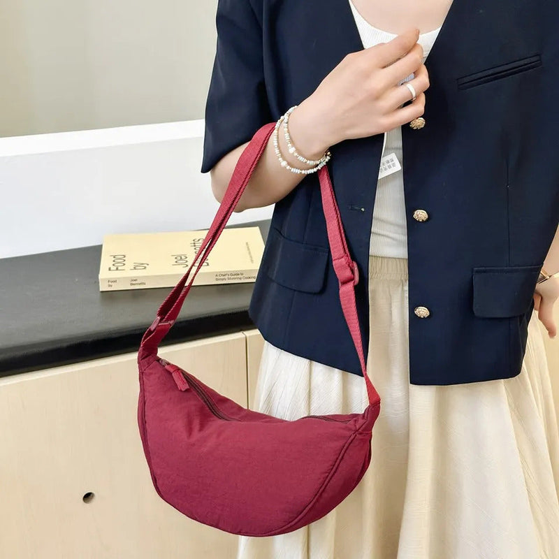 Casual Nylon Hobos Crossbody Bag for Women Shoulder Bag Woman Half Moon Chest Bags Tote Lady Travel Shopper Bag Female Purses