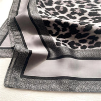 Fashionable 70*70cm Leopard Print Scarf For Women Spring/summer Soft Satin Borders Square Bandana Sun Protection Shawls