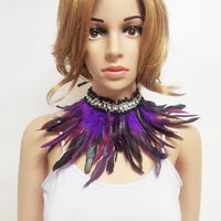 Gothic Rooster Feather Wrist Cuffs Natural Dyed Feather Arm Warmers Halloween Cosplay Party Rave Stage Performance Accessories