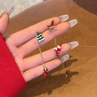 New Design Asymmetric Snowflake Christmas Boot Hat Drop Earrings for Women Moving Santa Claus Long Tassel Earring Party Jewelry