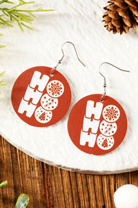 Red Christmas Pattern PU Leather Drop Earrings