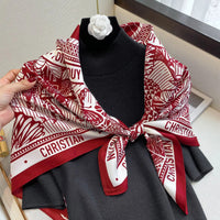 90*90cm Women Scarf Silk Feeling Hair Neck Square Brand Office bandanna muffler Waiter Flight Attendants Handkerchief Rings wrap