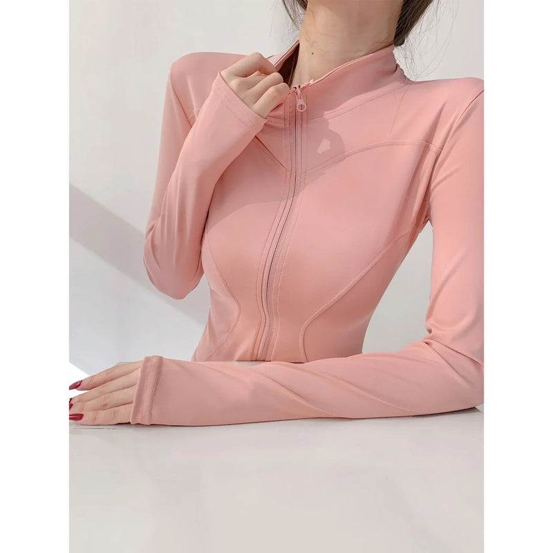 2024 Sun Quick Drying Sports Coat Women's Tight Top Yoga Jacket Long Sleeve Zipper Jacket Running Fitness Women's Jacket S-3XL