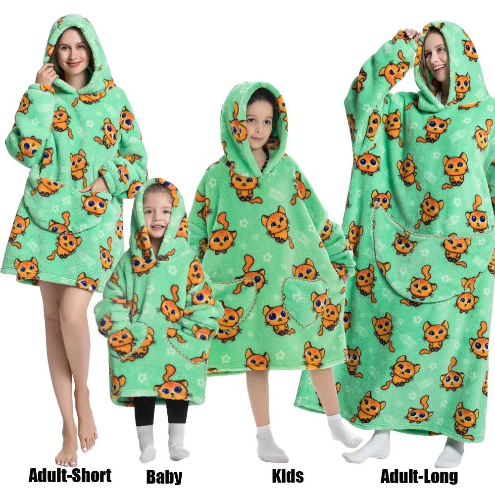 Winter Hoodies Sweatshirt Women Men Pullover Fleece Giant TV Oversized Blanket with Sleeves Adult Halloween Pumpkin Clothing