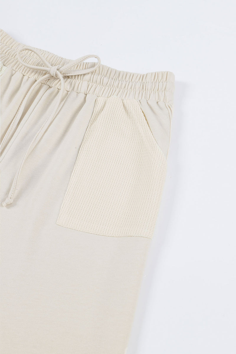 Apricot Drawstring Waist Pocketed Knit Pants