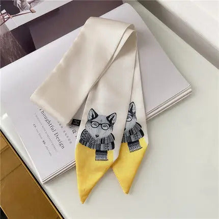 New Style Decoration Women's Printed Animal style Scarf Business Europe And America Small Neckerchief Silk Scarves skinny scarf