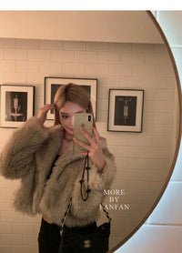 2024 Luxury Brand Autumn Winter Fur Coat Women Short Lazy Wind Fox Fur Jacket Cropped Fluffy Casaco De Pele Feminino