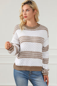 Multicolour Vertical Stripes Two Tones Drop Shoulder Sweater