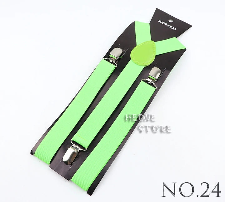 New Candy Color Adjustable Suspenders Elastic Leather Y-Back Braces Straps For Men Women Kids Pants Shirt Girl Skirt Accessories