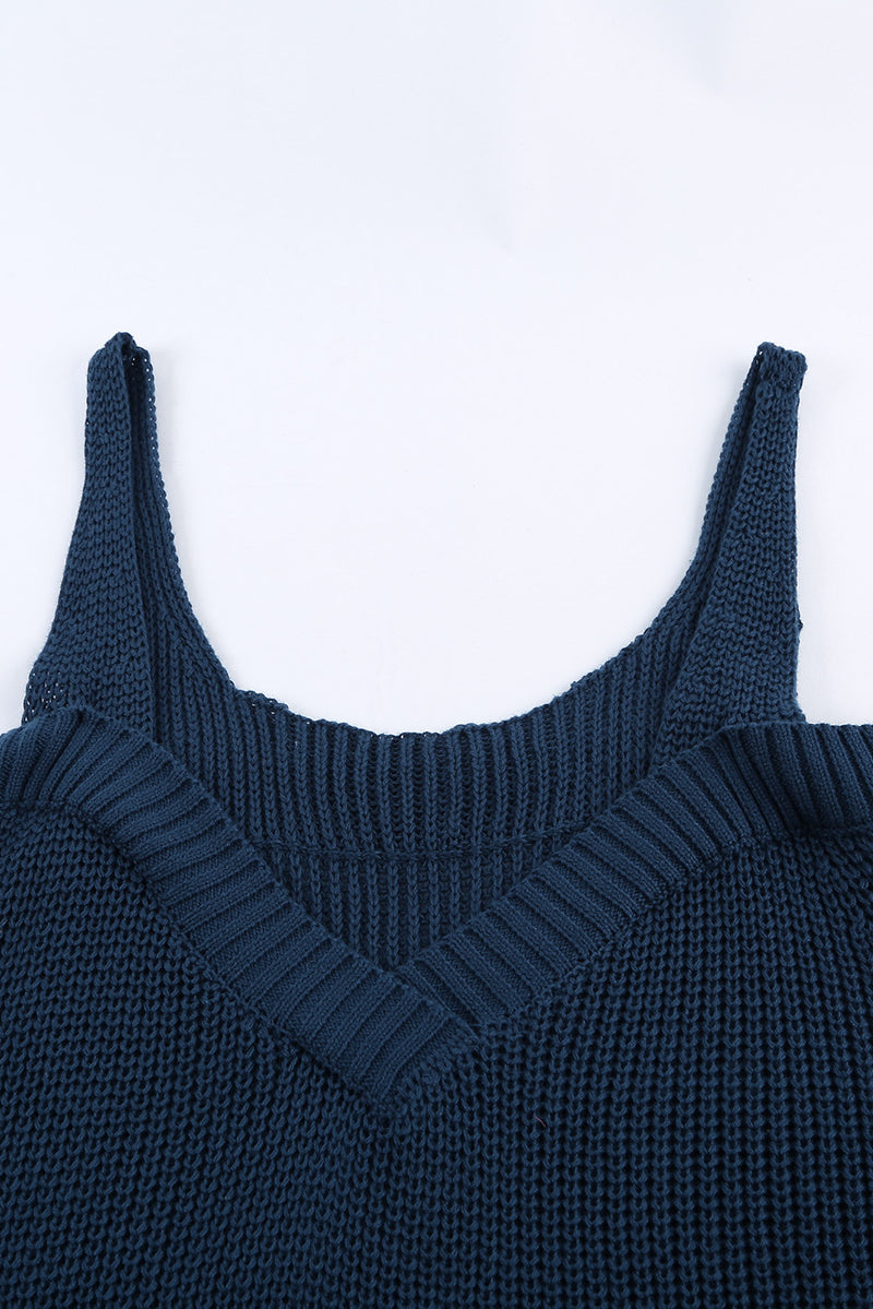 Dark Blue Dew Shoulder Juliette Knitted Sweater