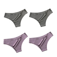 4PCS/Set Seamless Panties Women Sexy Underwear Ice Silk Underpants Low Waist G-string Female Soft Solid Ultra-thin Briefs