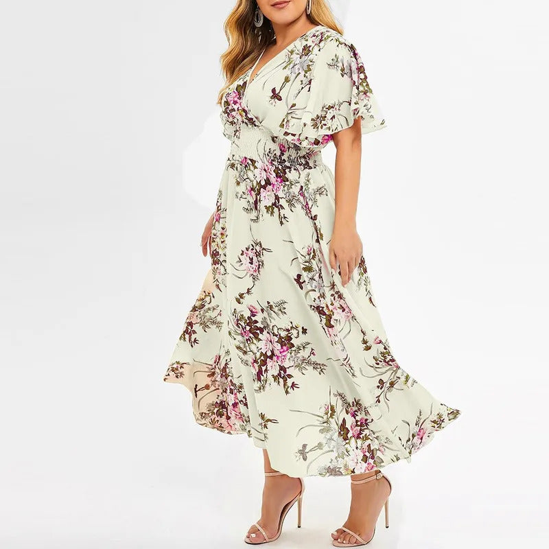 2024 Plus Size 3XL 4XL 5XL Women Dress Floral Chiffon Flower Dress Loose Bohemian Beach Summer Dresses Urban Gypsy Ropa Vestidos