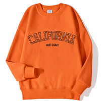 Korean Trend Woman Sweatshirts California West Coast Print Female hoodie Long Sleeves O-neck Pullovers Sporty and Rich Clothing