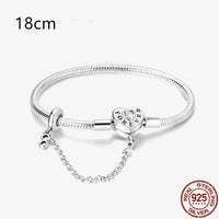 2024Hot Sale Heart Zircon Snake Chain Charm Beads Bracelet Women 925 Silver Original Pendant Bead DIY Jewelry Fine Festival Gift