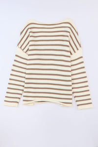 Black Striped Drop Shoulder Oversized Sweater