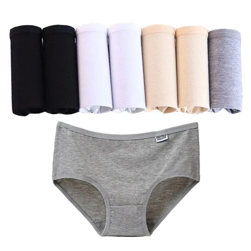 7Pcs/Lot Women's Panties Cotton Plus Size Underwear Girls Briefs Breathable Solid Color Panty Underpant Female Lingerie M-4XL