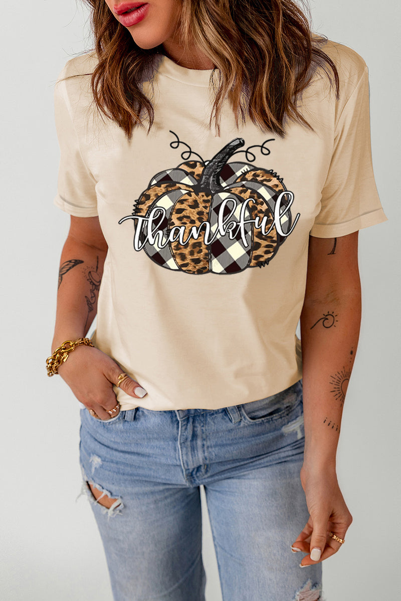 Khaki Thankful Pumpkin Graphic Tee